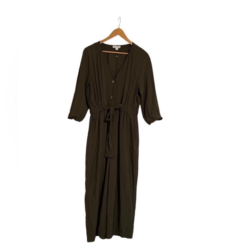 Whistles Army Green Tie Waist Jumpsuit Size 8